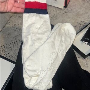 Gucci White Socks with Red and Blue Stripes